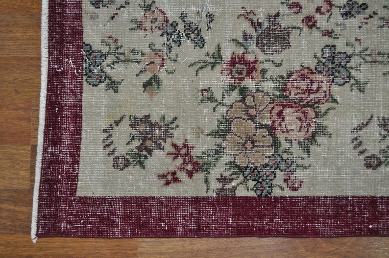 Home Decor Turkish Oushak 3x6 Rug Carpet Turkish kilim vintage rug Flower Bohemian Anatolian Wool Rug Tribal Wool Rug