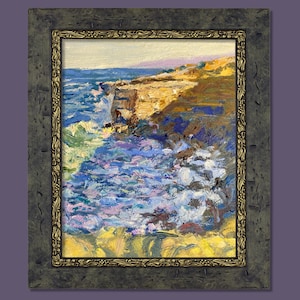 Original Oil Painting on Canvas: Coastal Art Cliffs Impressionist 8x10