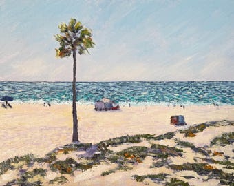 Oil Painting 12x16 Beach Seascape Palm Tree Coastal Wall Art California