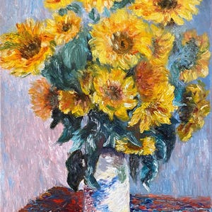 Original Sunflower Oil Painting: Impressionist Floral Still Life, 12x16