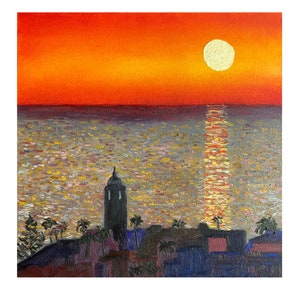 San Diego Sunset Oil Painting: California Coastal Impressionist Art