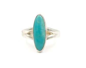 80's Turquoise Bell Trading Post Ring // Size 7.25 Ring // Old Turquoise Ring // Southwestern Turquoise Ring