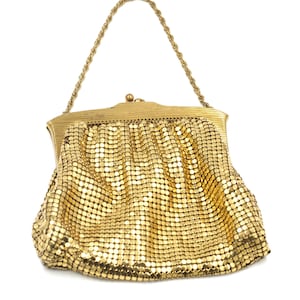 Whiting & Davis Mesh Bag With Rhinestone Clasp Gold Tone