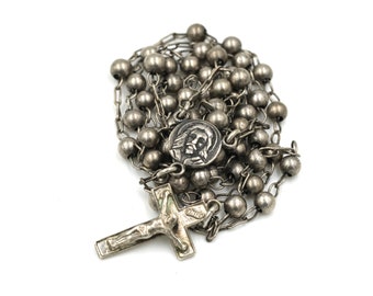 Vintage 1940s Sterling Rosary // Childs Rosary // Sterling Swift & Fisher Rosary // Small Rosary // Antique Rosary Beads