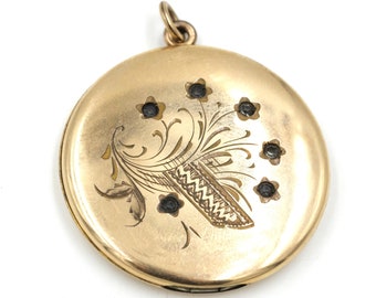 Antique Edwardian Gold Filled Paste Rhinestone Locket 1.4"