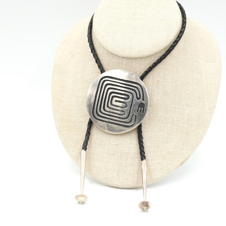 Rare Vintage Sterling Silver Hopi Overlay Bernard Dawahoya Maze