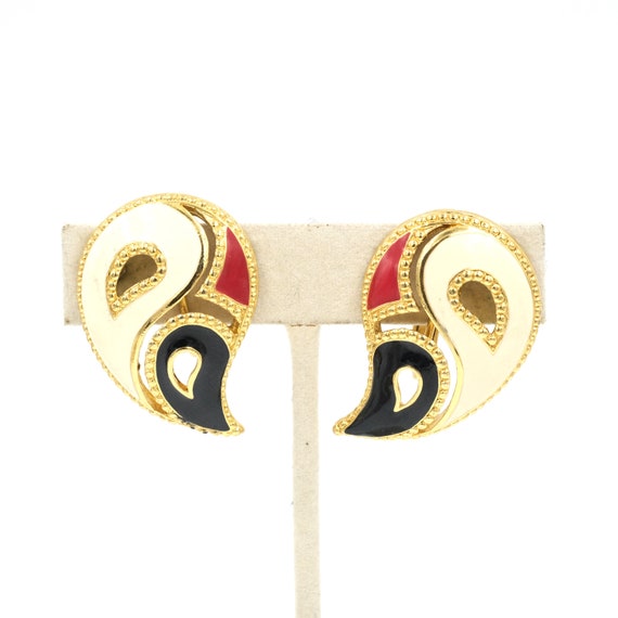 Boucles D'oreilles Vintage AVON Métal Doré émaillé Beige - Occasion, Clous