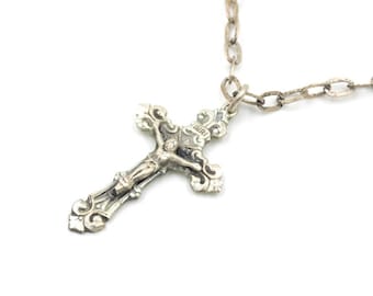 Vintage Sterling Silber Kreuz Halskette 38 cm