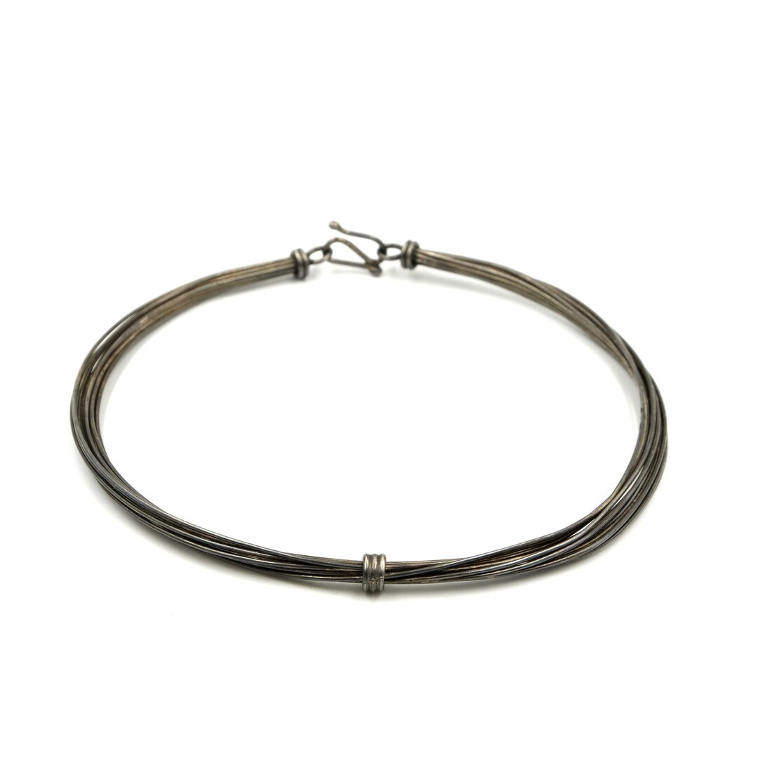 Sterling Silver Sculptural Collar // Sterling Collar Necklace // Sterling Wire Necklace