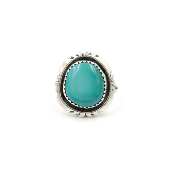 Turquoise Cut Bezel Ring // Size 6 // Green Turqu… - image 3