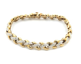 Vintage Vermeil & Sterling X Link Bracelet 7.4"