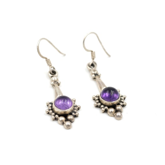 Amethyst Silver Drop Earrings // Amethyst Dangle … - image 2