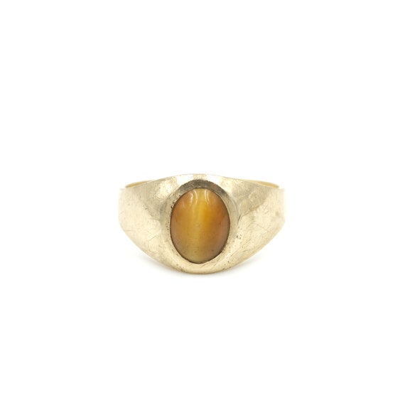 Vintage 10Kt Gold cats Eye Signet Ring (6 grms) /… - image 2