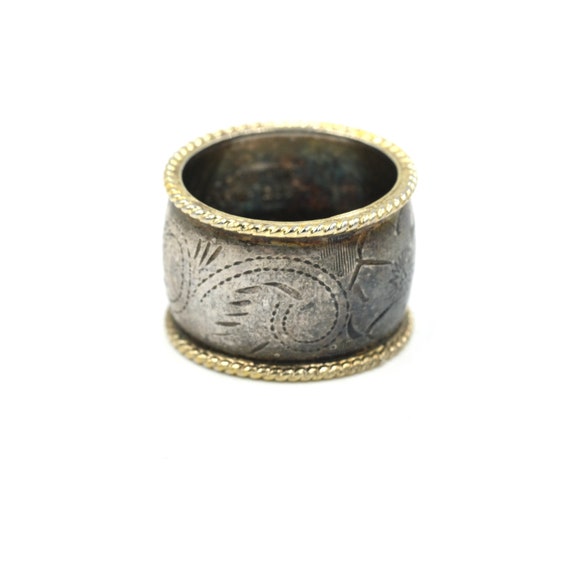 Wide Sterling Silver Engraved Cigar Band // Size 6