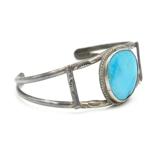 Vintage Turquoise & Sterling Cuff / Old Turquoise… - image 6