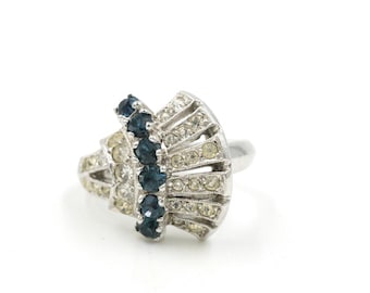 Vintage Sterling Silver & Cut Glass Ring, Size 5.25 by Engel Brothers