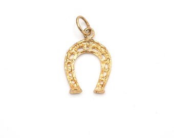 Vintage Gold Toned Horseshoe Lucky Charm .7"