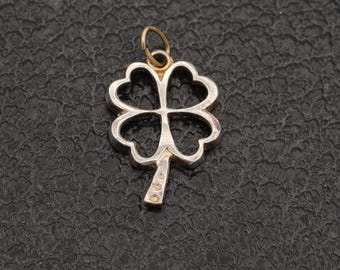 Vintage Silver Toned Four Leaf Clover Lucky Charm .7"