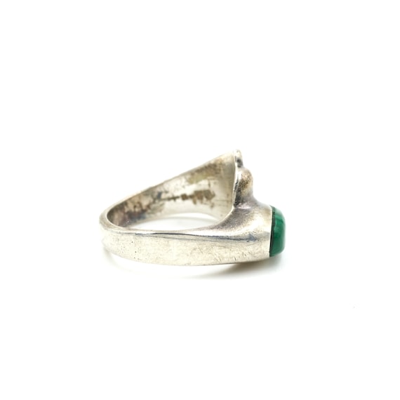 Vintage Malachite & Sterling Ring // Size 7.25 //… - image 5