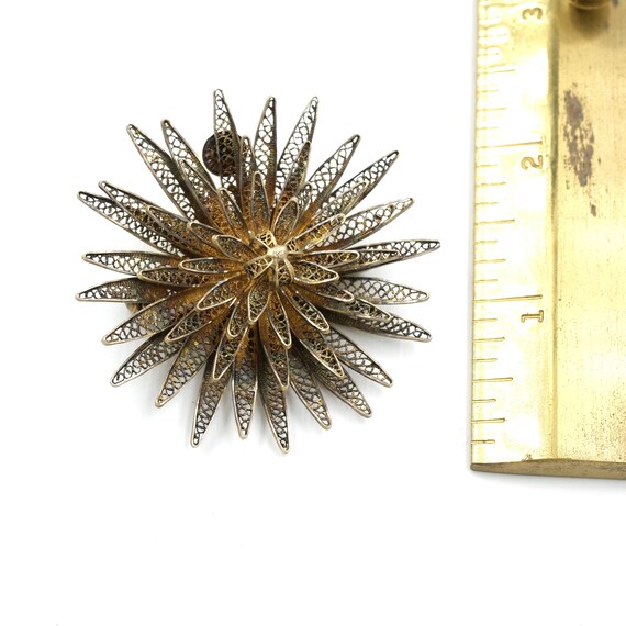 Vintage Portuguese Sterling Filigree Flower Pin /… - image 5