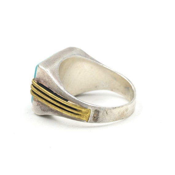 Size 11.25 // Vintage Sterling, Brass & Turquoise… - image 7