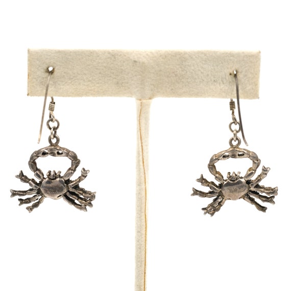 Sterling Crab Earrings // Vintage Crab Dangles //… - image 5