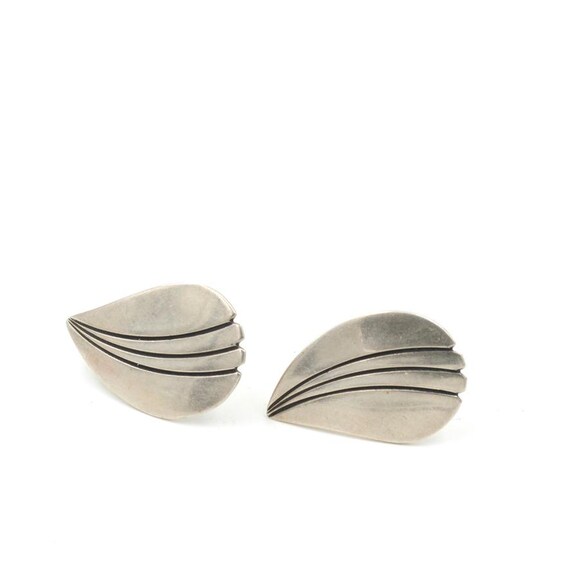 Vintage Sterling Silver Statement Stud Earrings 1" - image 2