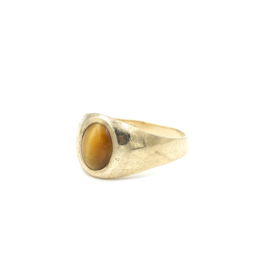 Vintage 10Kt Gold cats Eye Signet Ring (6 grms) /… - image 1