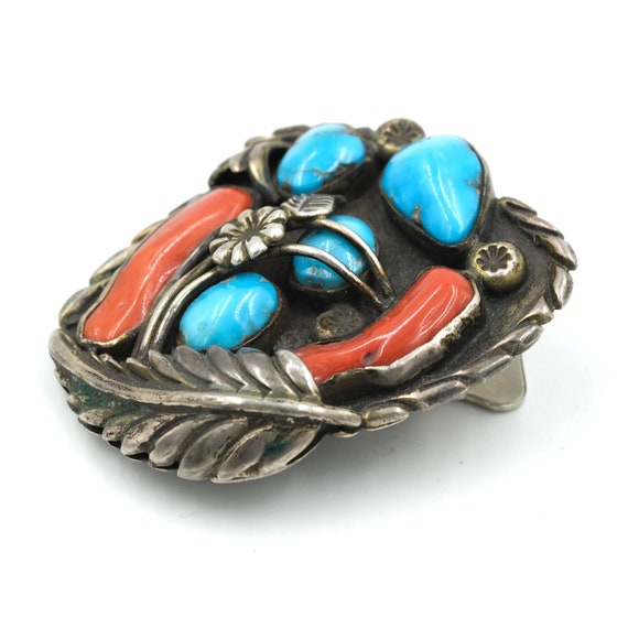 Vintage Turquoise & Coral Bolo by Kevin Lee Barnh… - image 7