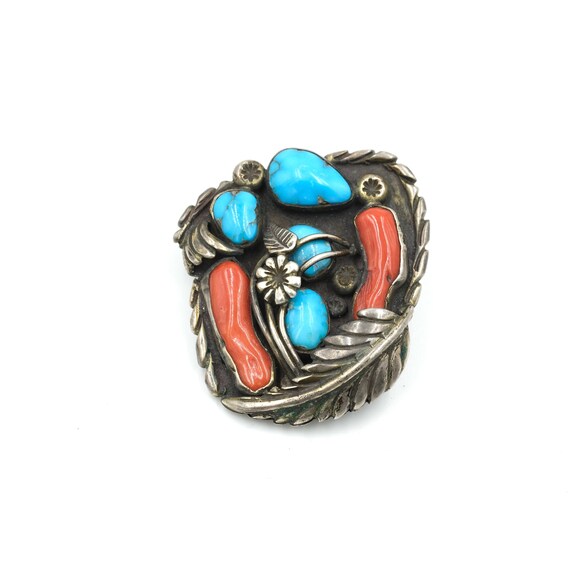 Vintage Turquoise & Coral Bolo by Kevin Lee Barnh… - image 6