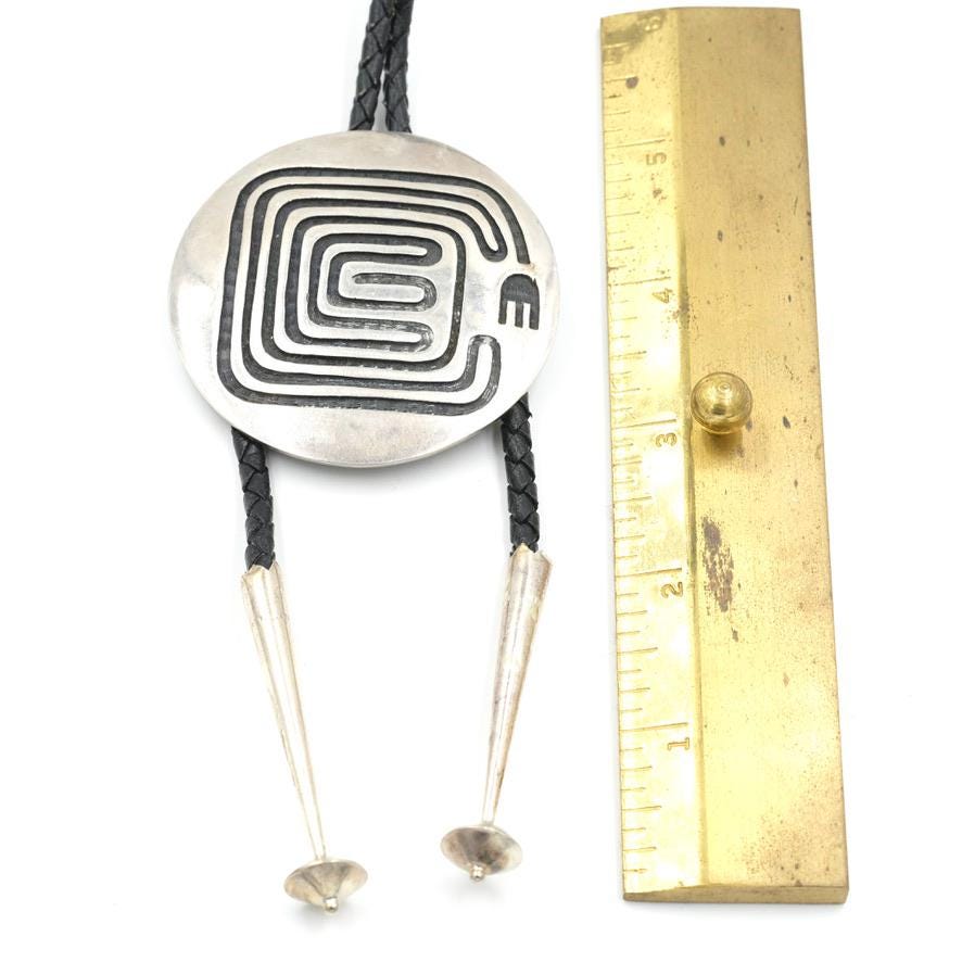 Rare Vintage Sterling Silver Hopi Overlay Bernard Dawahoya Maze