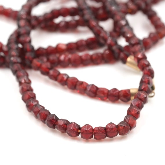 Glass Bead Necklace // Garnet Colored Glass Neckl… - image 6