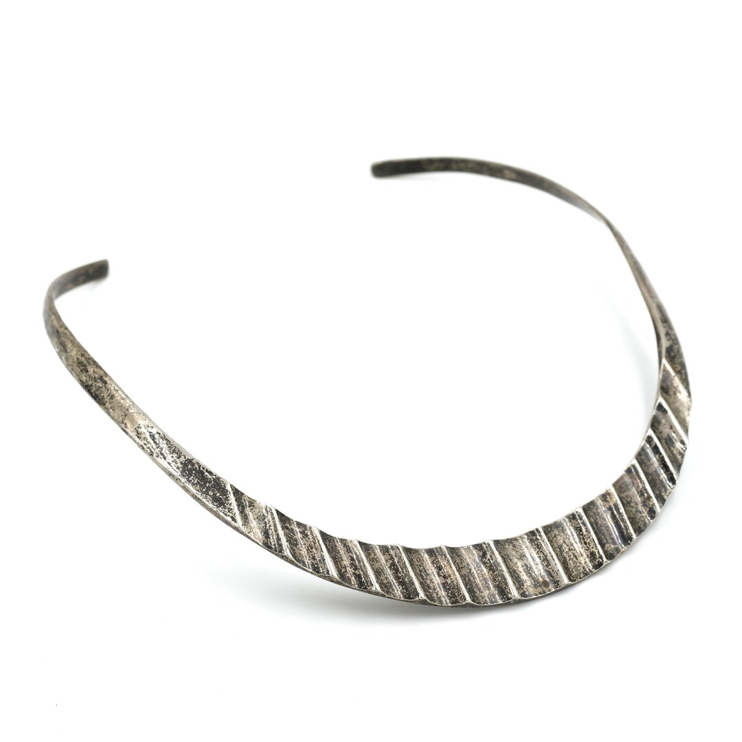 1980s Sterling Silver Sculptural Collar // Sterling Collar Necklace // Vintage Taxco Necklace