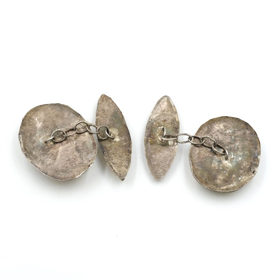 Shell Cufflinks Antique Sterling Hand Painted Shell Cufflinks // Anti… - Gem