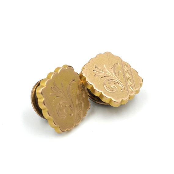 Engraved  Gold Filled Cufflinks  // Antique Cuffli