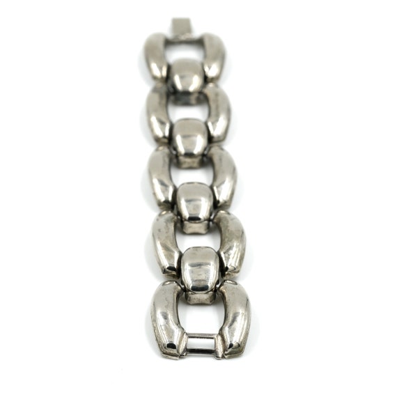 Vintage Silver Tone Chain Link Bracelet // Statem… - image 2