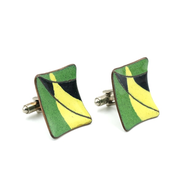 Vintage Enamel Cufflinks // Retro Cufflinks // St… - image 1