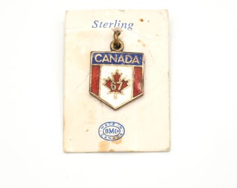 Vintage Sterling Silver Enamel Canada 67 Travel Charm .57"