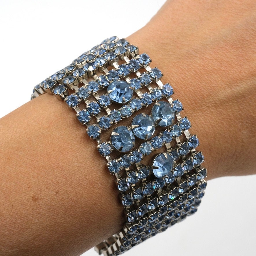 Vintage Rhinestone Statement Bracelet ~7.25