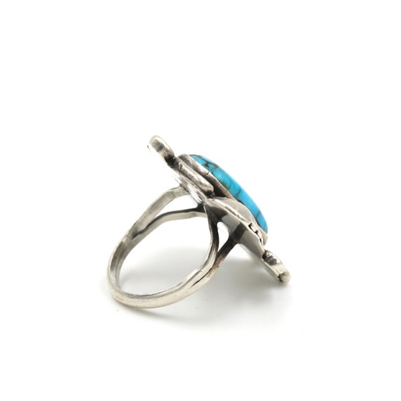 Turquoise & Sterling Leaf Ring // Size 5 Ring // … - image 5