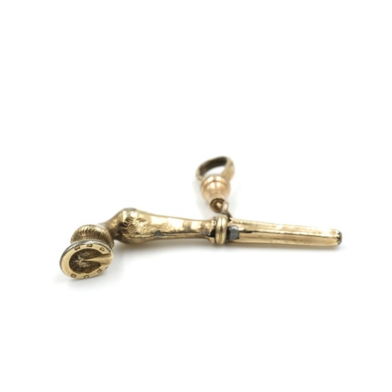 Antique Gilt Horse Hoof Watch Key Pendant // Vict… - image 5