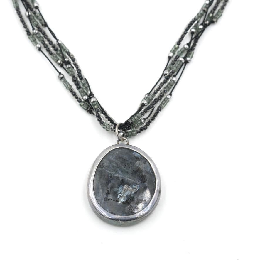 Silpada Labradorite - Etsy Silpada Black onyx, turquoise and labradorite Vintage Silver Pendant Necklace main image 0