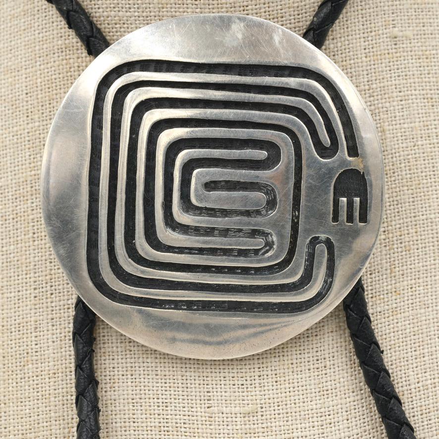 Rare Vintage Sterling Silver Hopi Overlay Bernard Dawahoya Maze