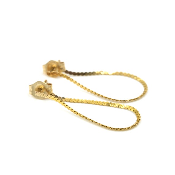Vintage 14kt Chain Hoop Earrings // Delicate Chai… - image 1
