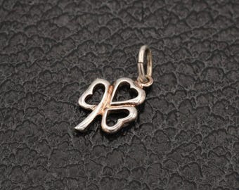 Vintage Tiny Sterling Heart Shamrock Good Luck Charm .66"