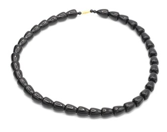 Vintage Black Plastic Bead Necklace 17.5"
