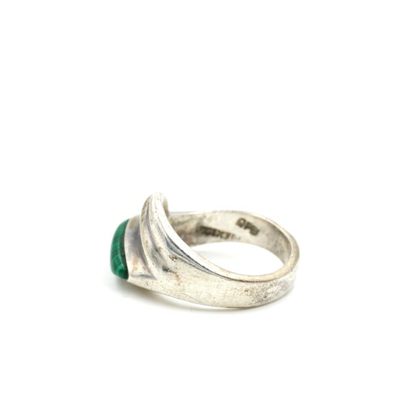 Vintage Malachite & Sterling Ring // Size 7.25 //… - image 3