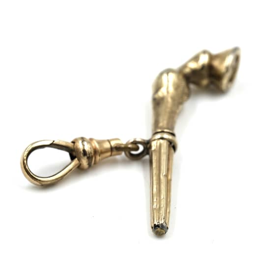 Antique Gilt Horse Hoof Watch Key Pendant // Vict… - image 4