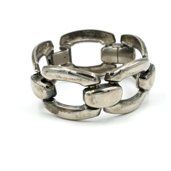 Vintage Silver Tone Chain Link Bracelet // Statem… - image 3