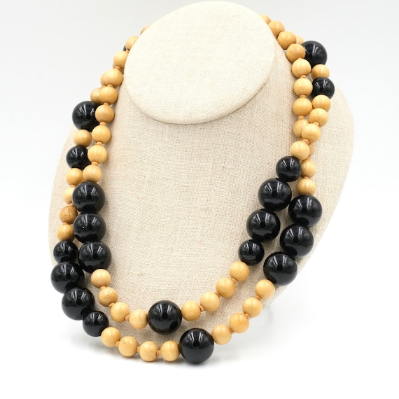 Vintage Miriam Haskell Signed Lucite & Wood Bead … - image 1